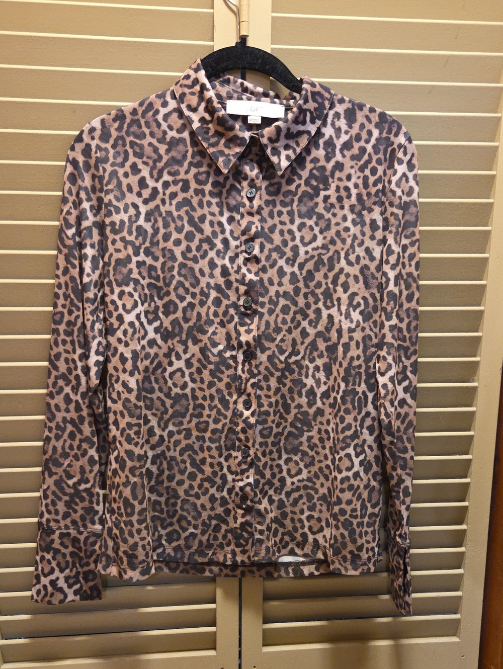 LOFT Leopard Print Button-Down Shirt - Tan & Black